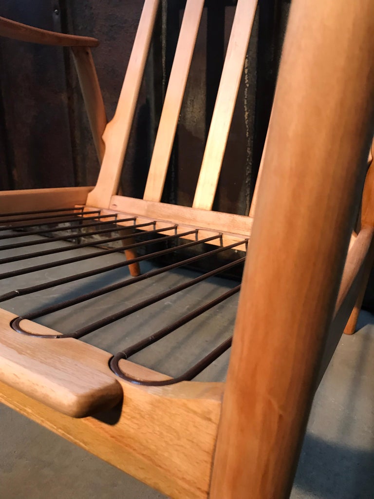 Vintage Mid-Century Modern Danish Easy Lounge Chair in Beechwood For Sale at 1stdibs