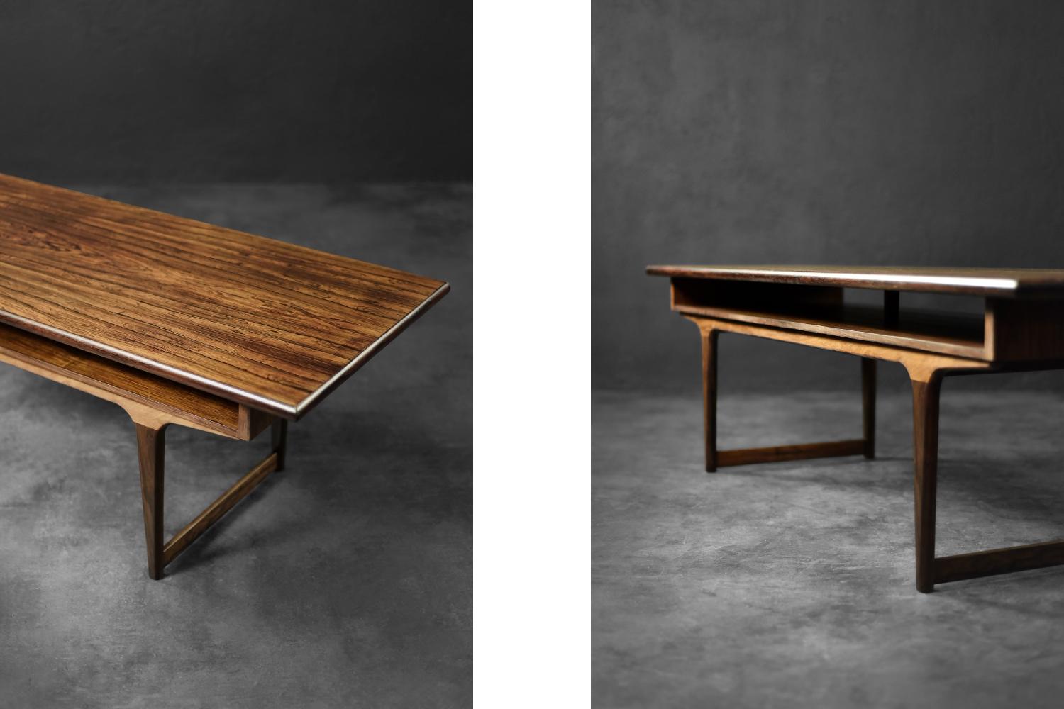 Vintage Mid-Century Modern Danish Rosewood Coffee Table with Shelf, 1960s For Sale 6