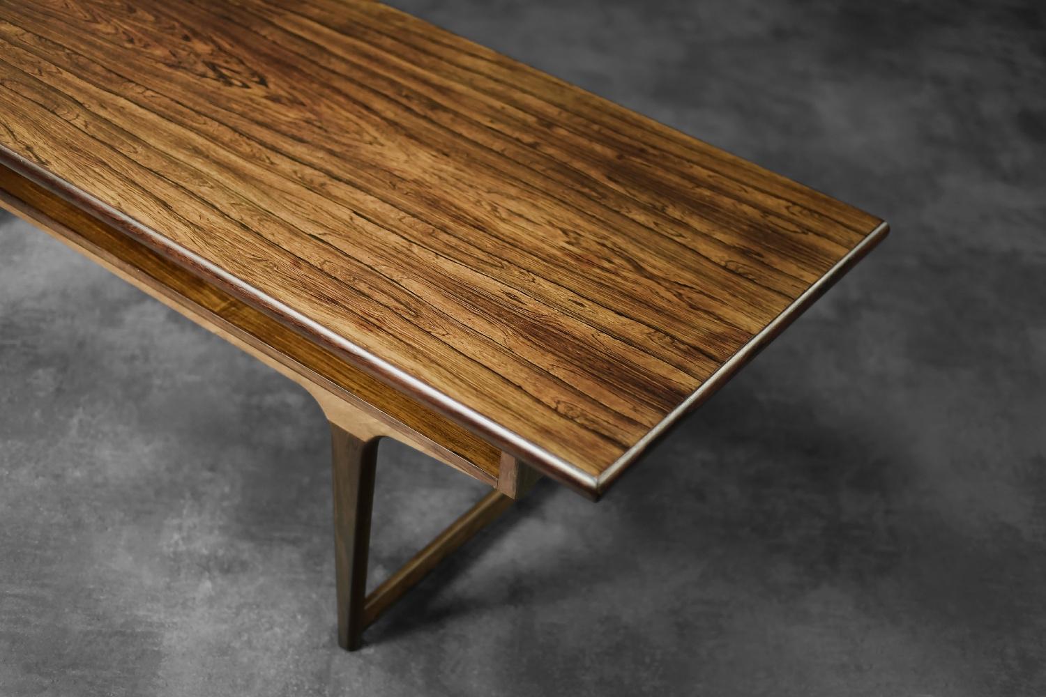 Vintage Mid-Century Modern Danish Rosewood Coffee Table with Shelf, 1960s For Sale 10