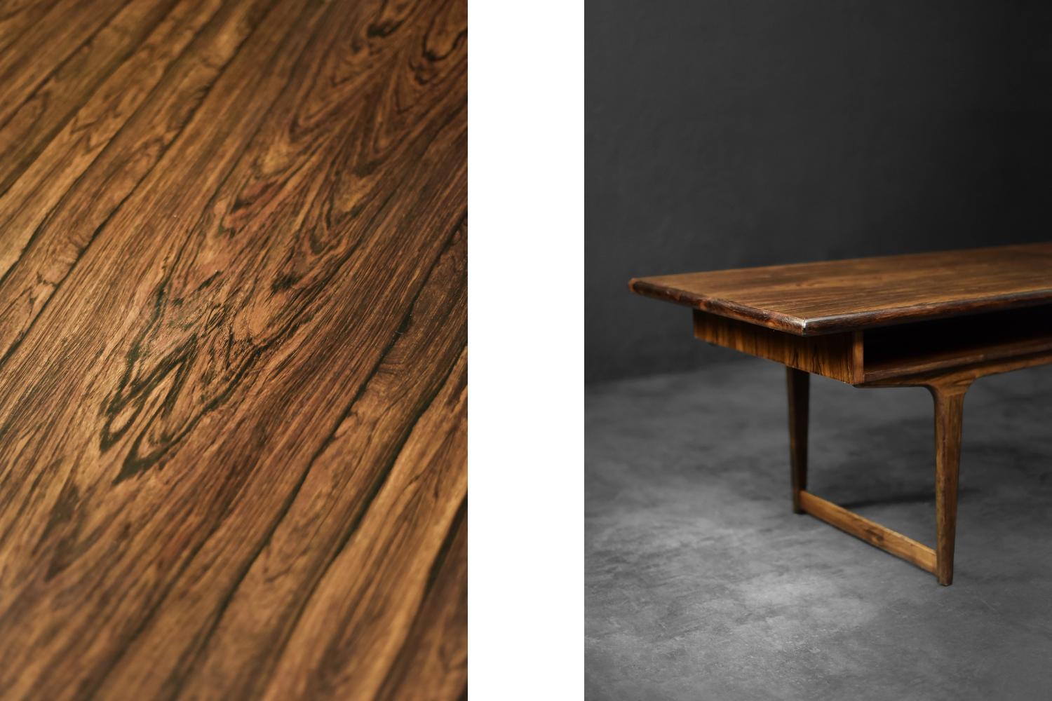 Vintage Mid-Century Modern Danish Rosewood Coffee Table with Shelf, 1960s In Good Condition For Sale In Warszawa, Mazowieckie