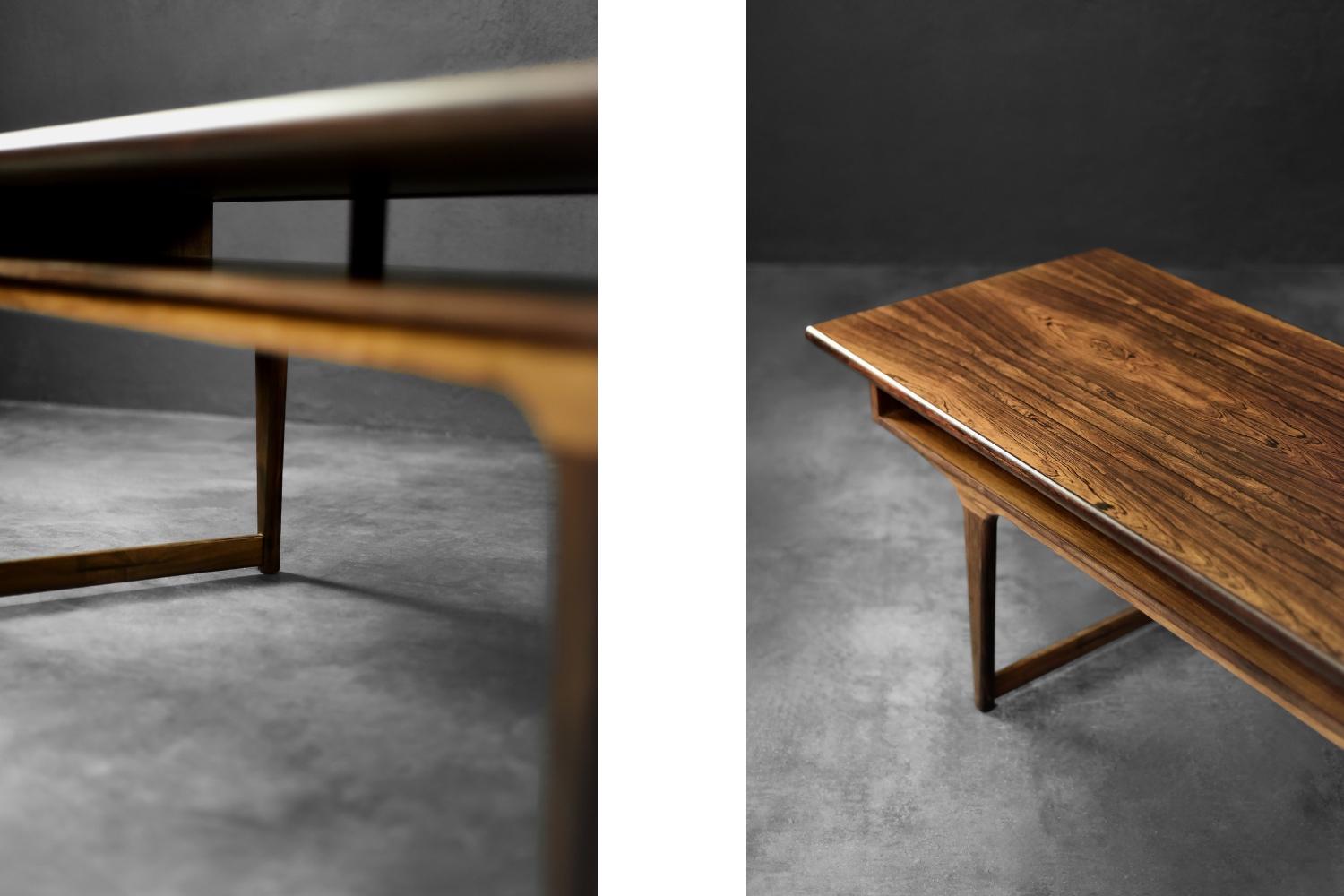 Mid-20th Century Vintage Mid-Century Modern Danish Rosewood Coffee Table with Shelf, 1960s For Sale