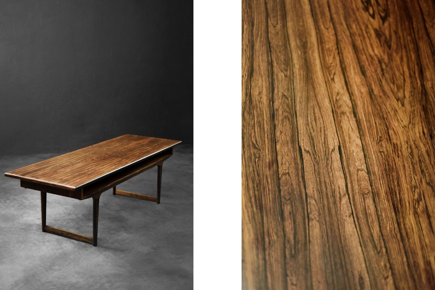 Vintage Mid-Century Modern Danish Rosewood Coffee Table with Shelf, 1960s For Sale 2