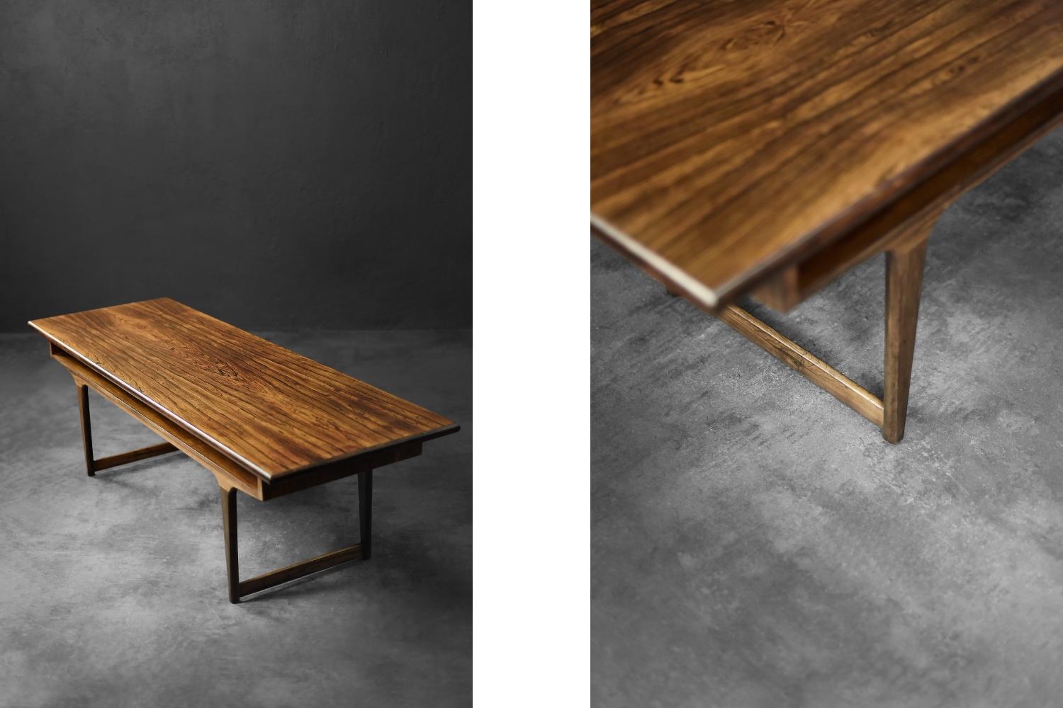 Vintage Mid-Century Modern Danish Rosewood Coffee Table with Shelf, 1960s For Sale 5