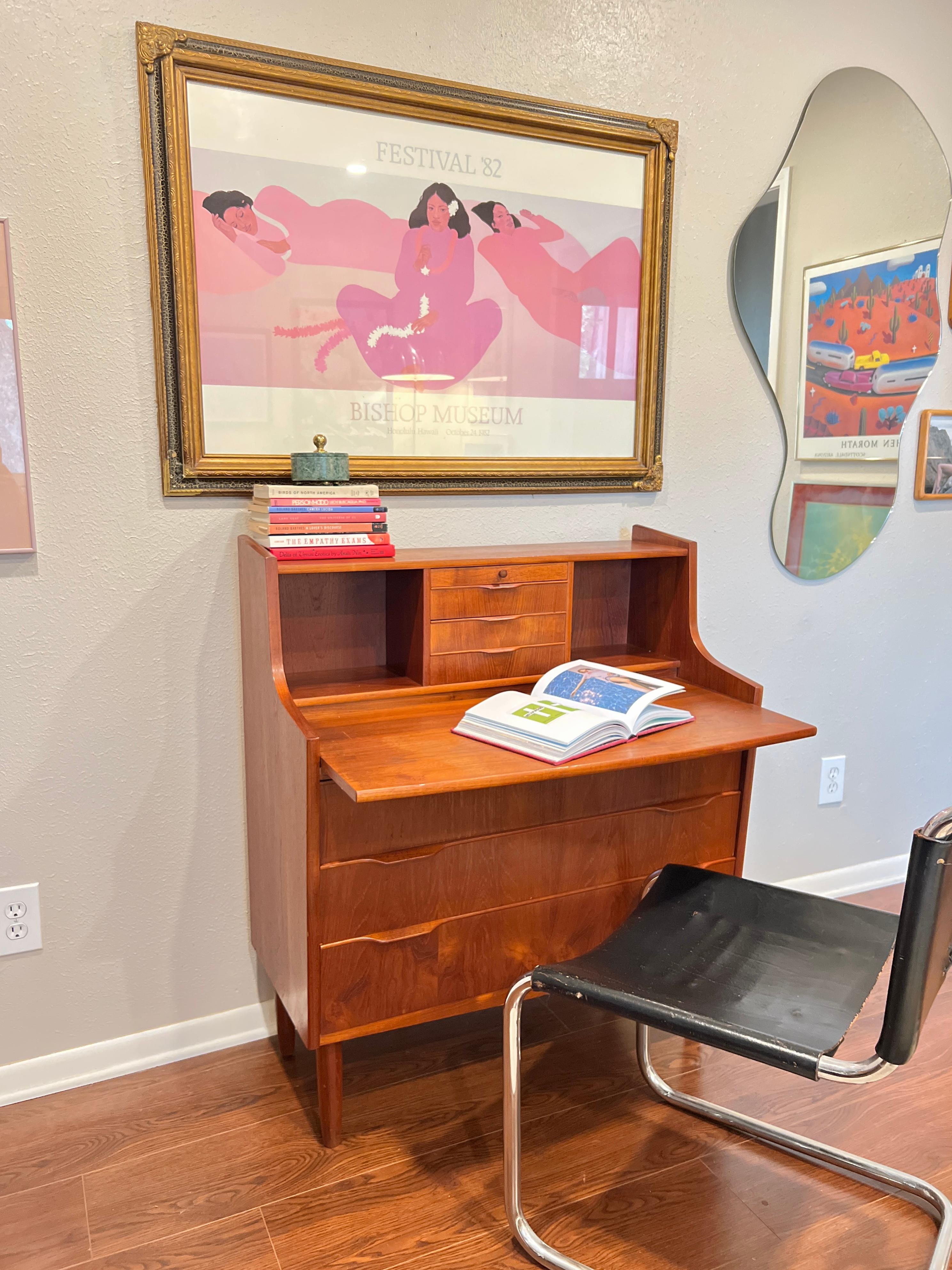 Vintage Mid-Century Modern Danish Secretary Desk Made of Teak Veneer 2