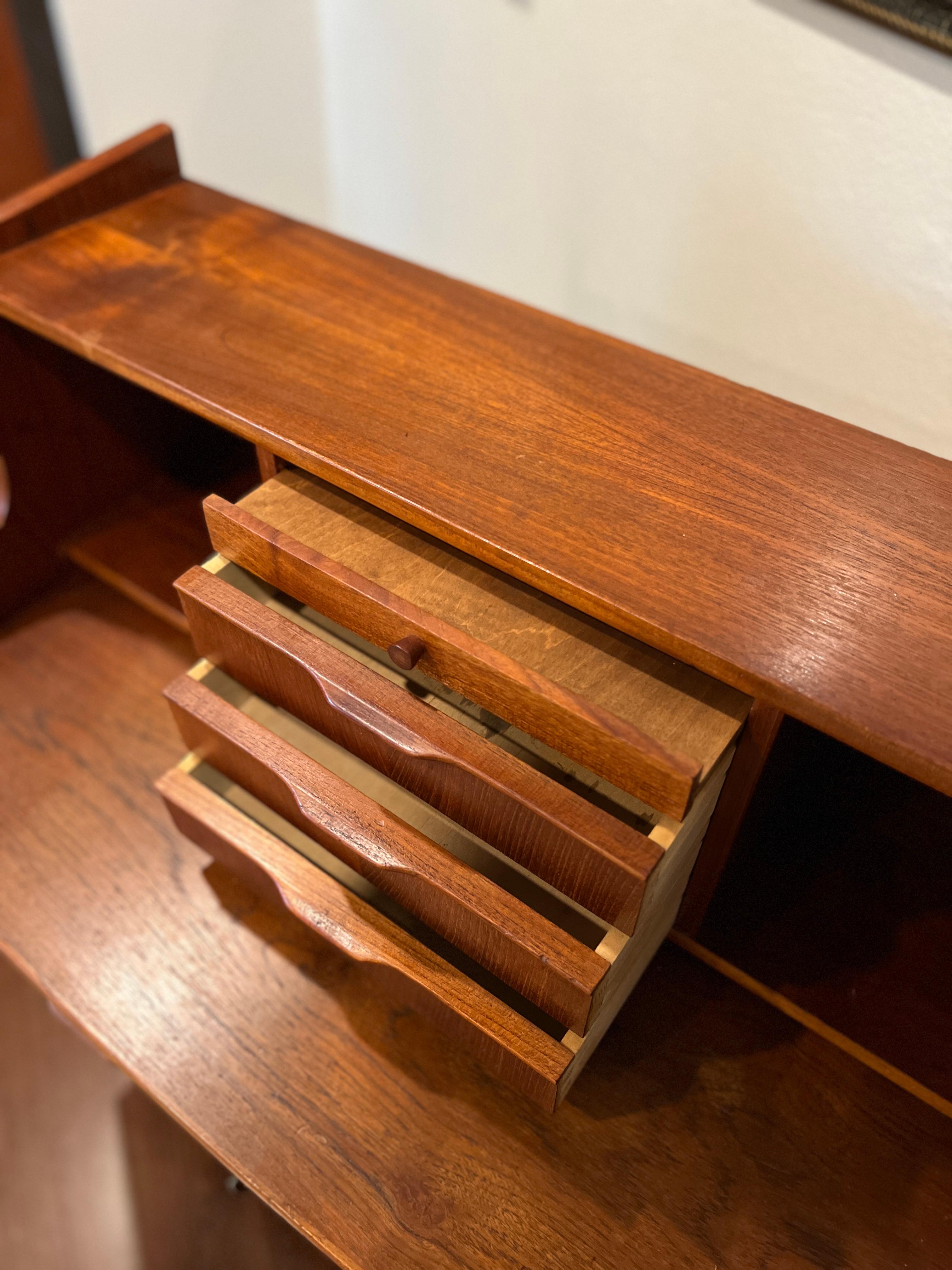 Vintage Mid-Century Modern Danish Secretary Desk Made of Teak Veneer 4