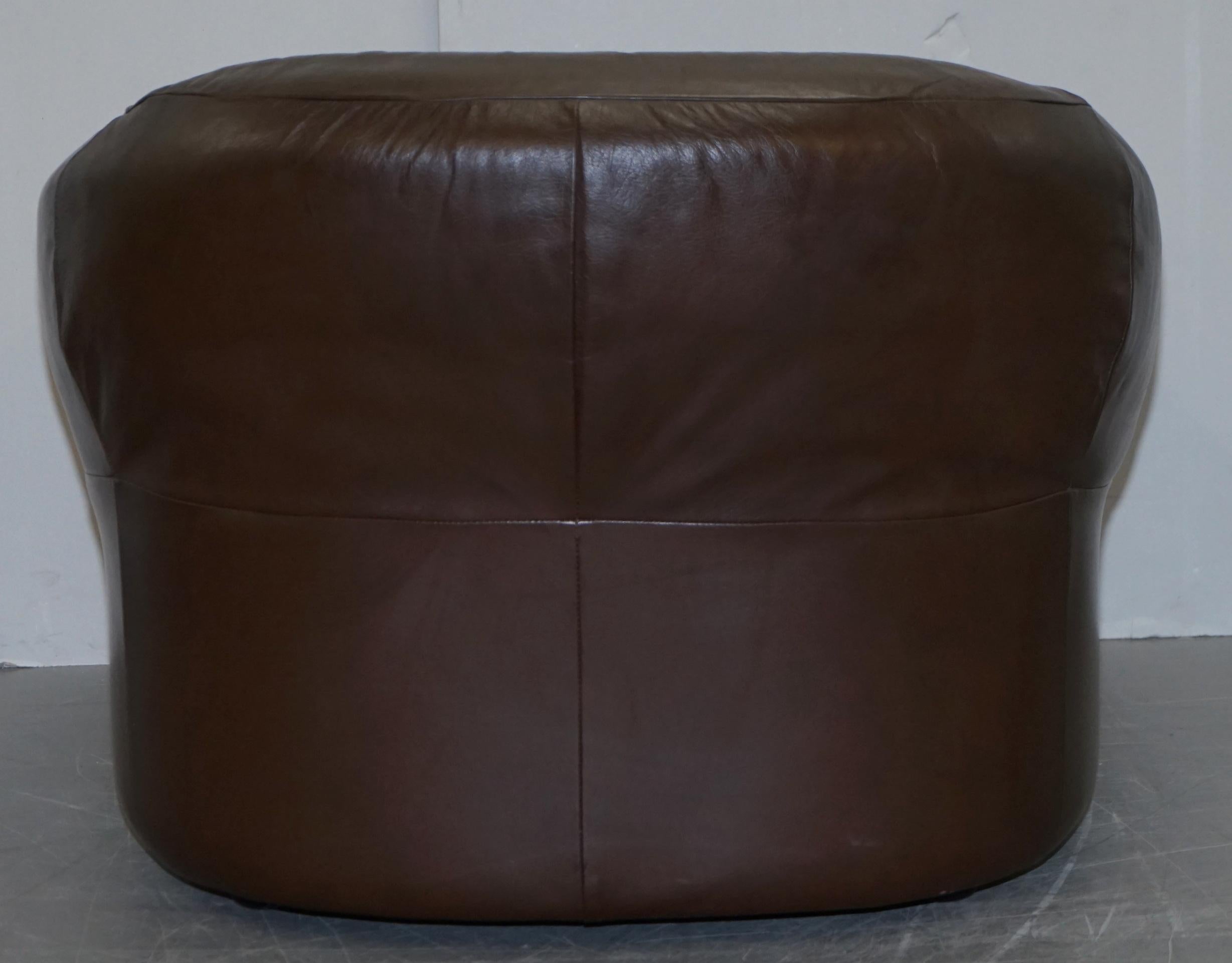 Vintage Mid-Century Modern Danish Style Brown Leather Sofa & Armchair Suite 9
