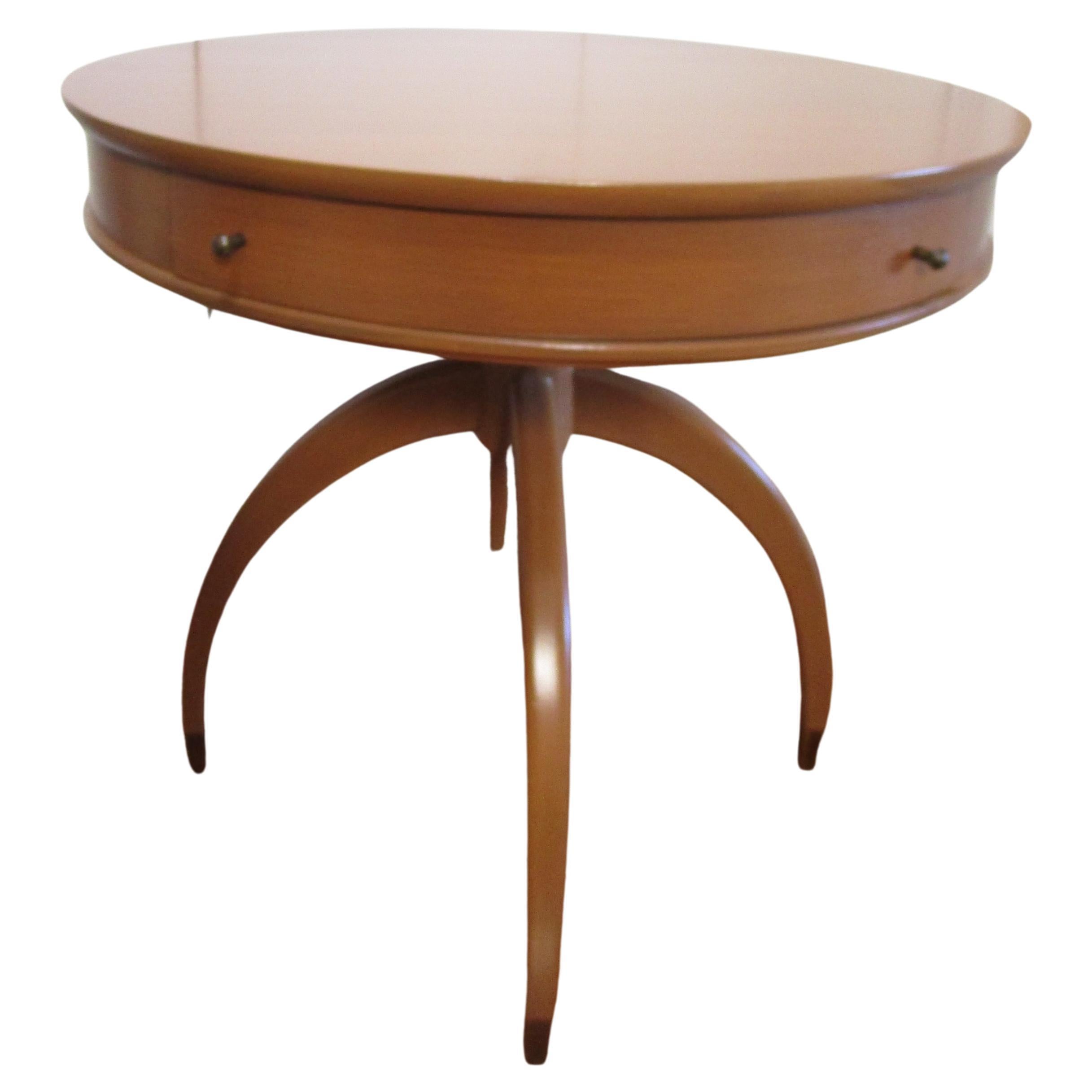 Vintage Mid-Century Modern Danish Style Circular Writing Table with Drawer For Sale