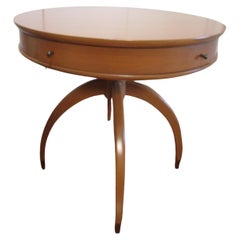 Vintage Mid-Century Modern Danish Style Circular Writing Table with Drawer