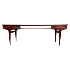 Vintage Mid Century Modern Danish Style Coffee Table with Sculpted Drawer Pulls.