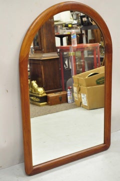 Vintage Mid-Century Modern Danish Style Teak Wood Arched Mirror by Lenoir