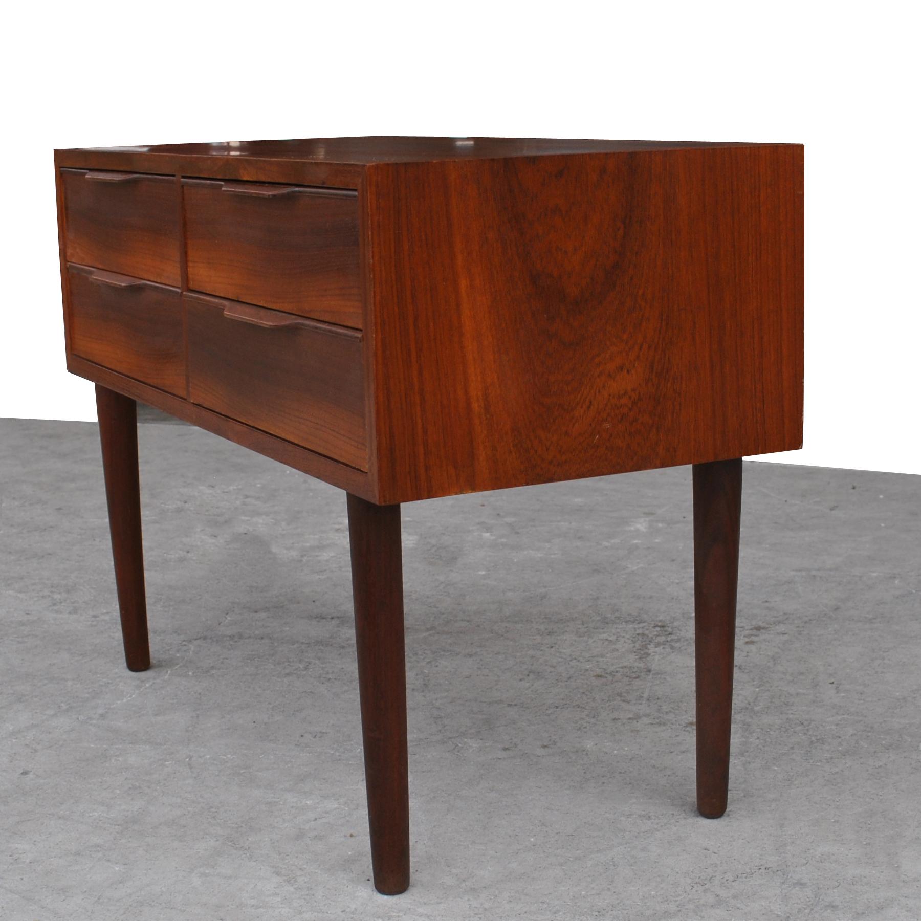 Mid-20th Century Vintage Mid-Century Modern Danish Teak Four-Drawer Sideboard Console