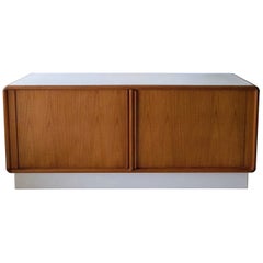 Vintage mid century modern Danish teak & lacquer 'floating' sideboard, 1970s