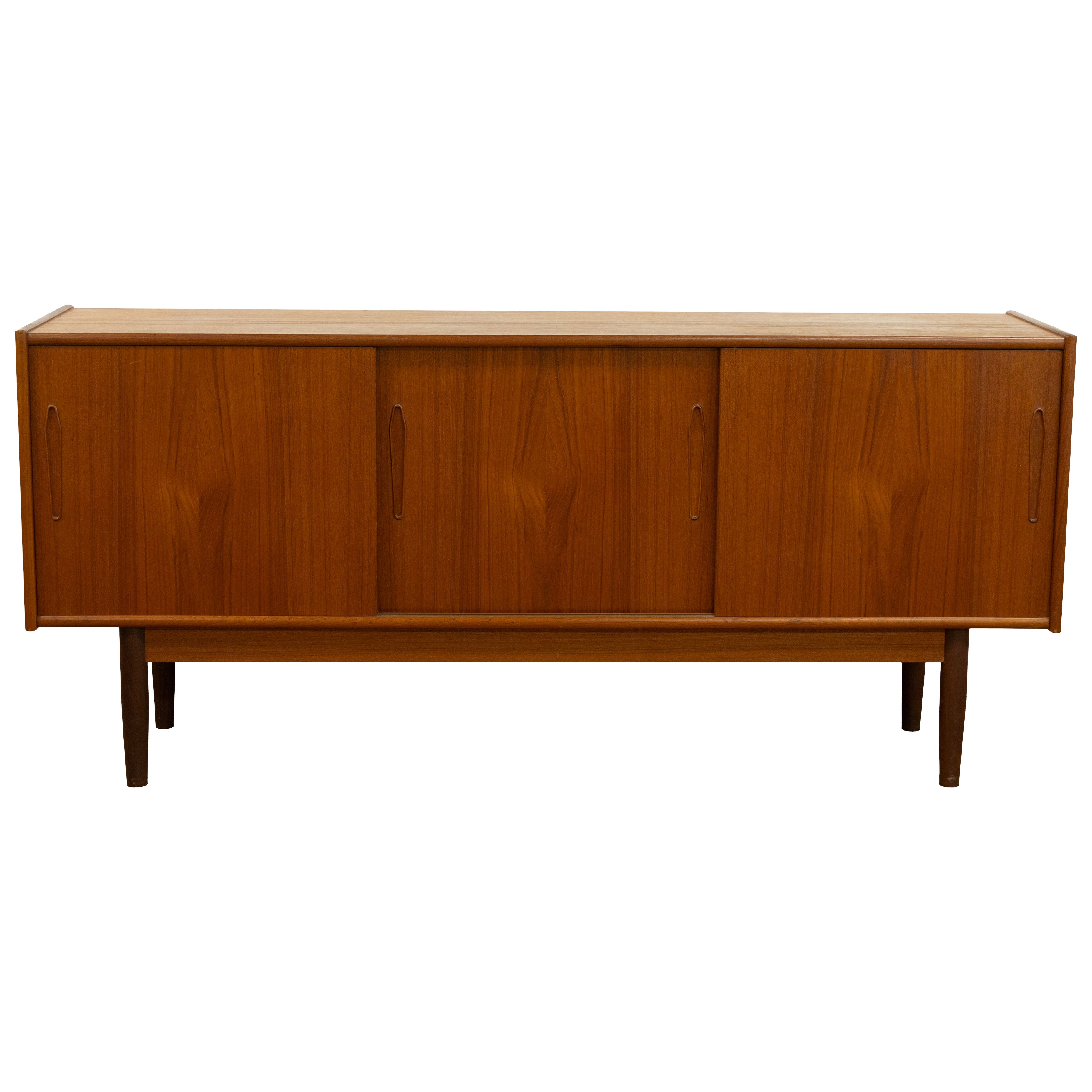 Vintage Mid Century Modern Danish Teakholz Schiebetür Sideboard Anrichte