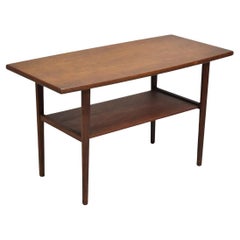 Vintage Mid Century Modern Danish Teak Wood Small 2 Tier Coffee Table Side Table