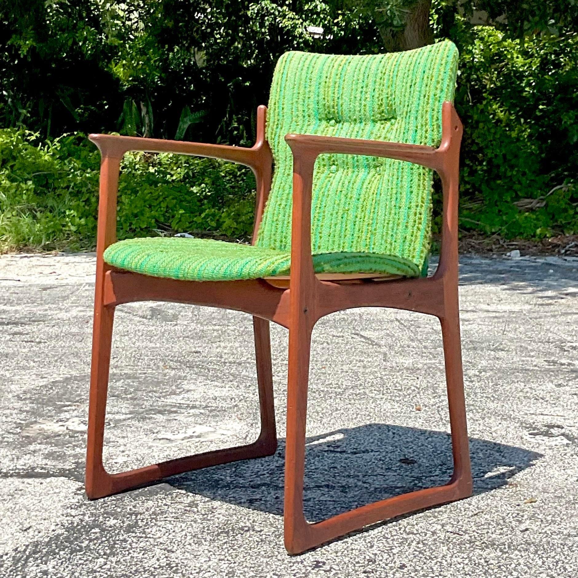 20th Century Vintage Mid-Century Modern Danish Vamdrup Stolefabrik Teak Arm Chair For Sale