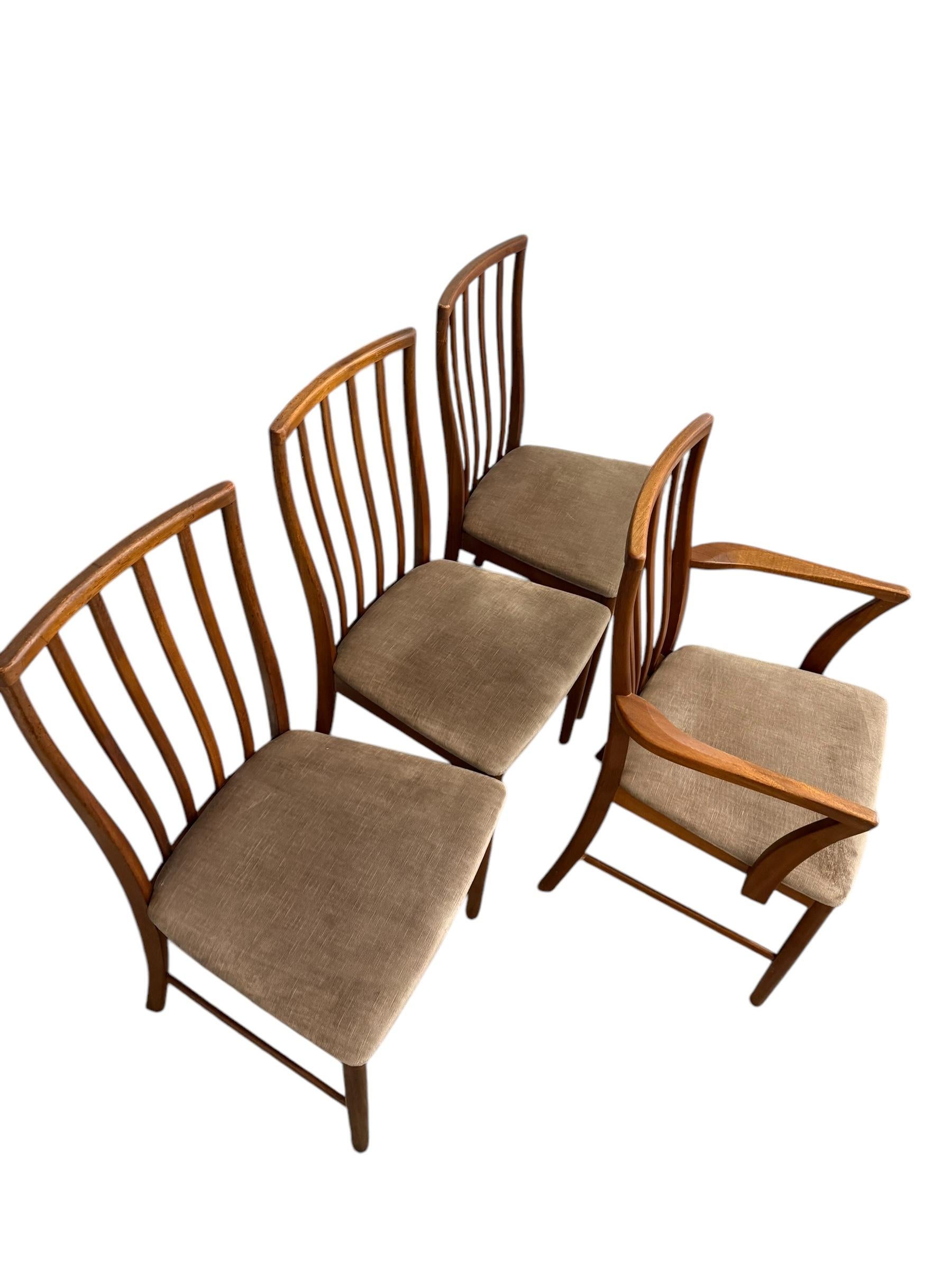Late 20th Century Vintage Mid Century Modern Dining Chair Set of 4 by A.H. Mcintosh UK Import For Sale