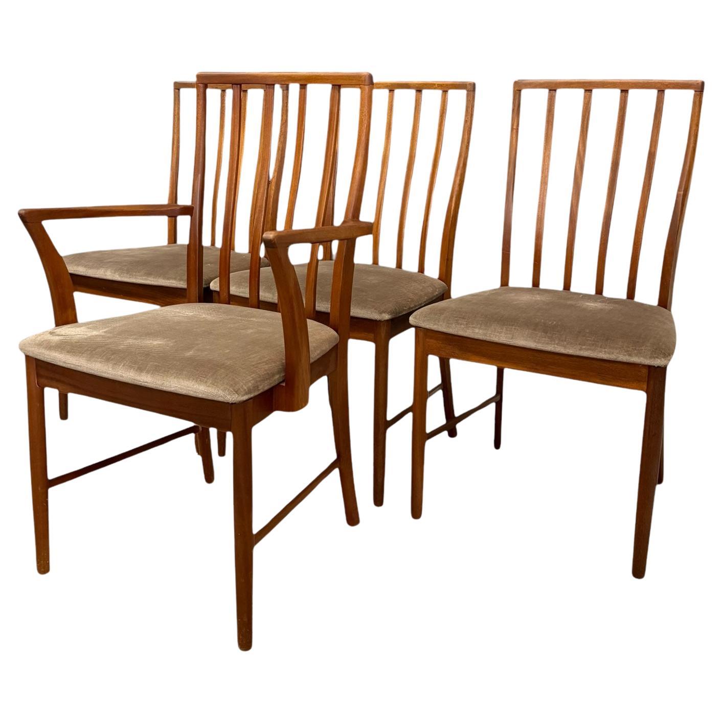 Vintage Mid Century Modern Dining Chair Set of 4 by A.H. Mcintosh UK Import For Sale