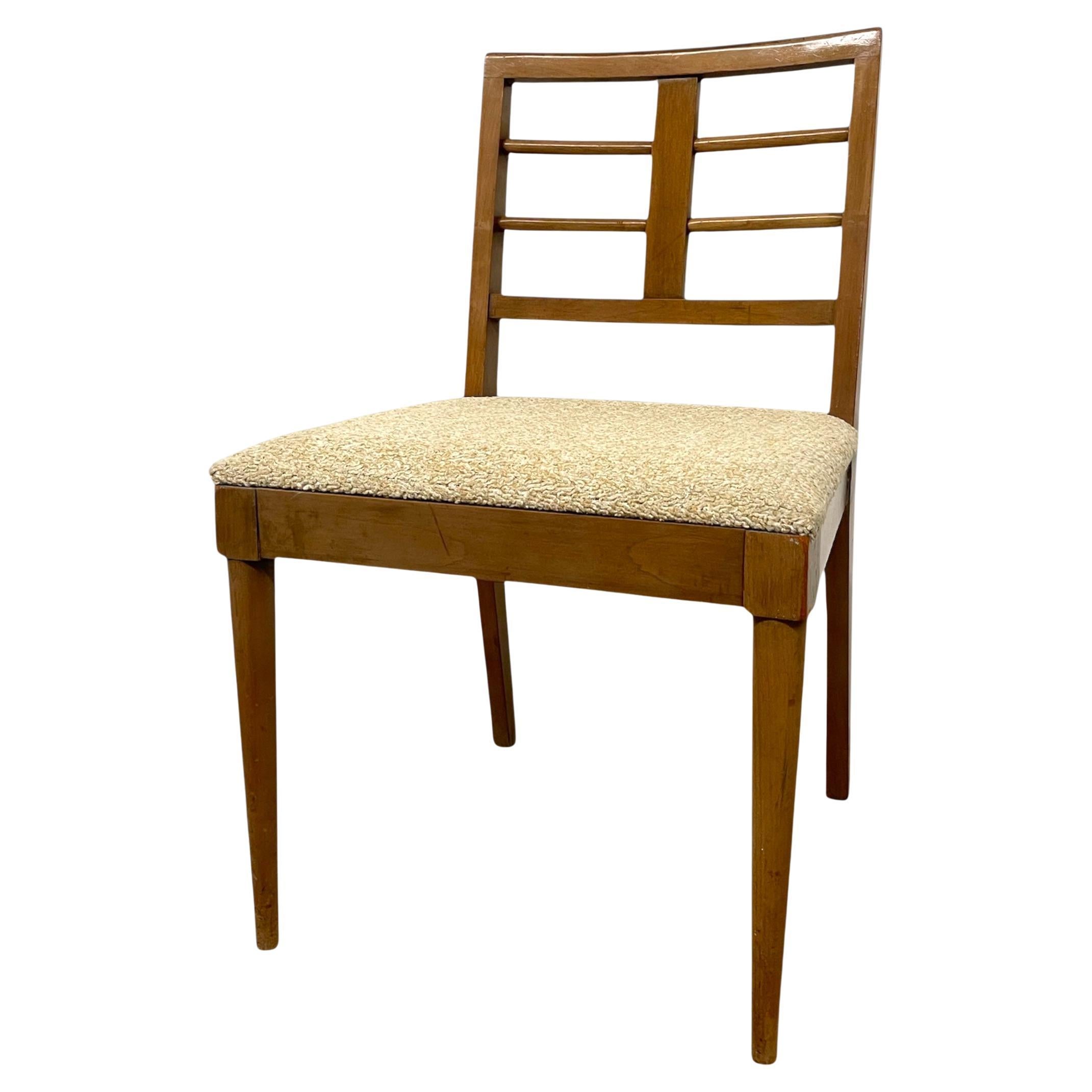 Vintage Mid-Century Modern Dining Chair with Textured Upholstered Seat