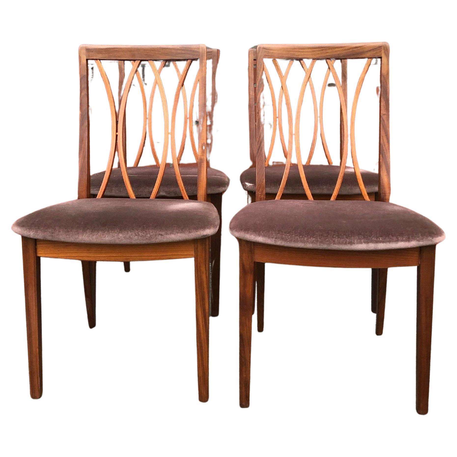 Vintage Danish Modern Style Dining Chairs. Set Of 4. UK Import.