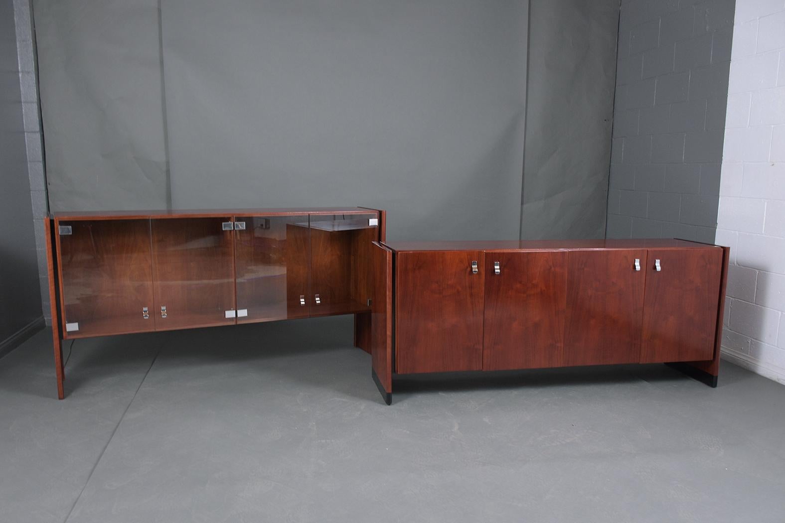 1960s Mahogany and Ebonized Mid-Century Cabinet with Glass Display Area 5
