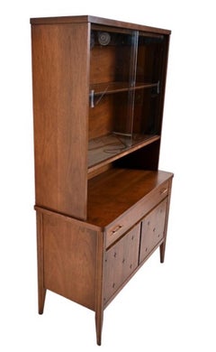 Vintage Mid-Century Modern Display Hutch Cabinet or Buffet by Broyhill