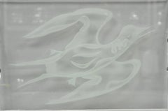 Vintage Mid Century Modern Dorothy Thorpe Style Etched Glass Bird Acrylic Tray