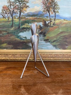 Portavelas decorativos dobles vintage de mediados de siglo sobre trípode