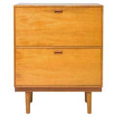Vintage mid century modern double drop down record cabinet, circa 1960s