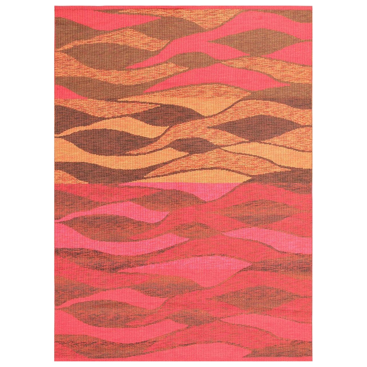 Doppelseitiger schwedischer Vintage-Kelim-Teppich 5 ft x 6 ft, Mid-Century Modern