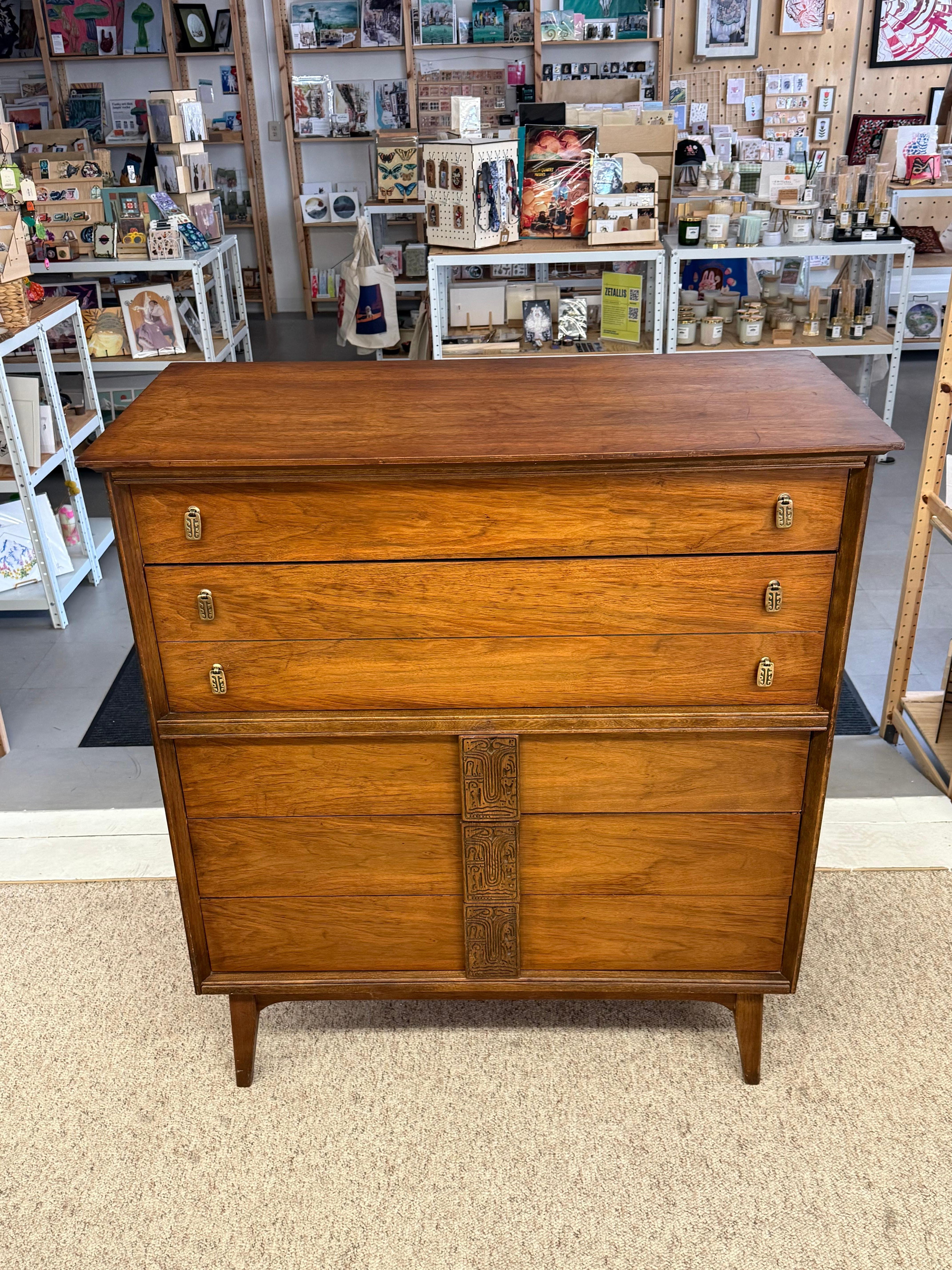 Mid-Century Modern Vintage Mid Century Modern Dresser by Bassett Aztec Collection by Leo Jiranek For Sale