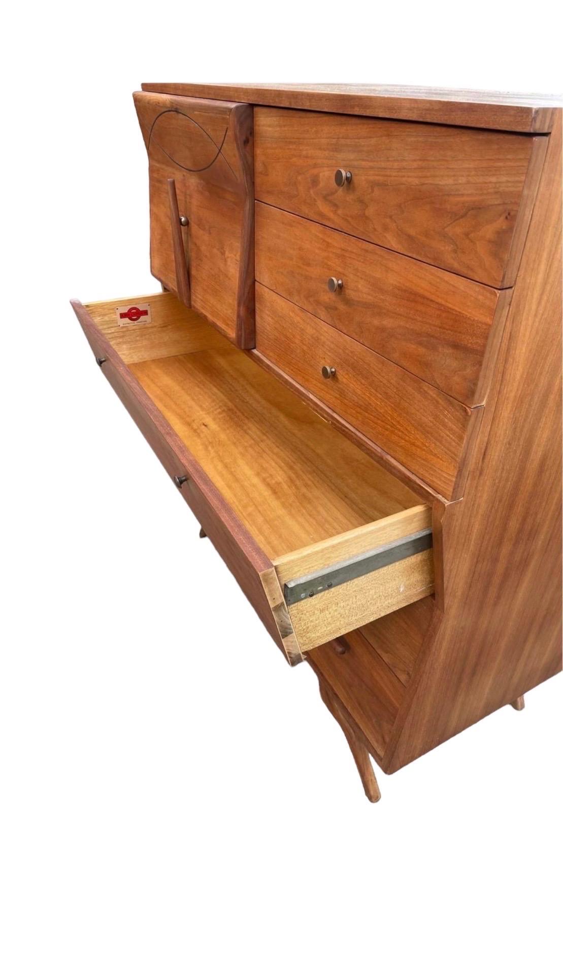 Late 20th Century Vintage Mid Century Modern Dresser by John Cameron Custom Made Wood  For Sale