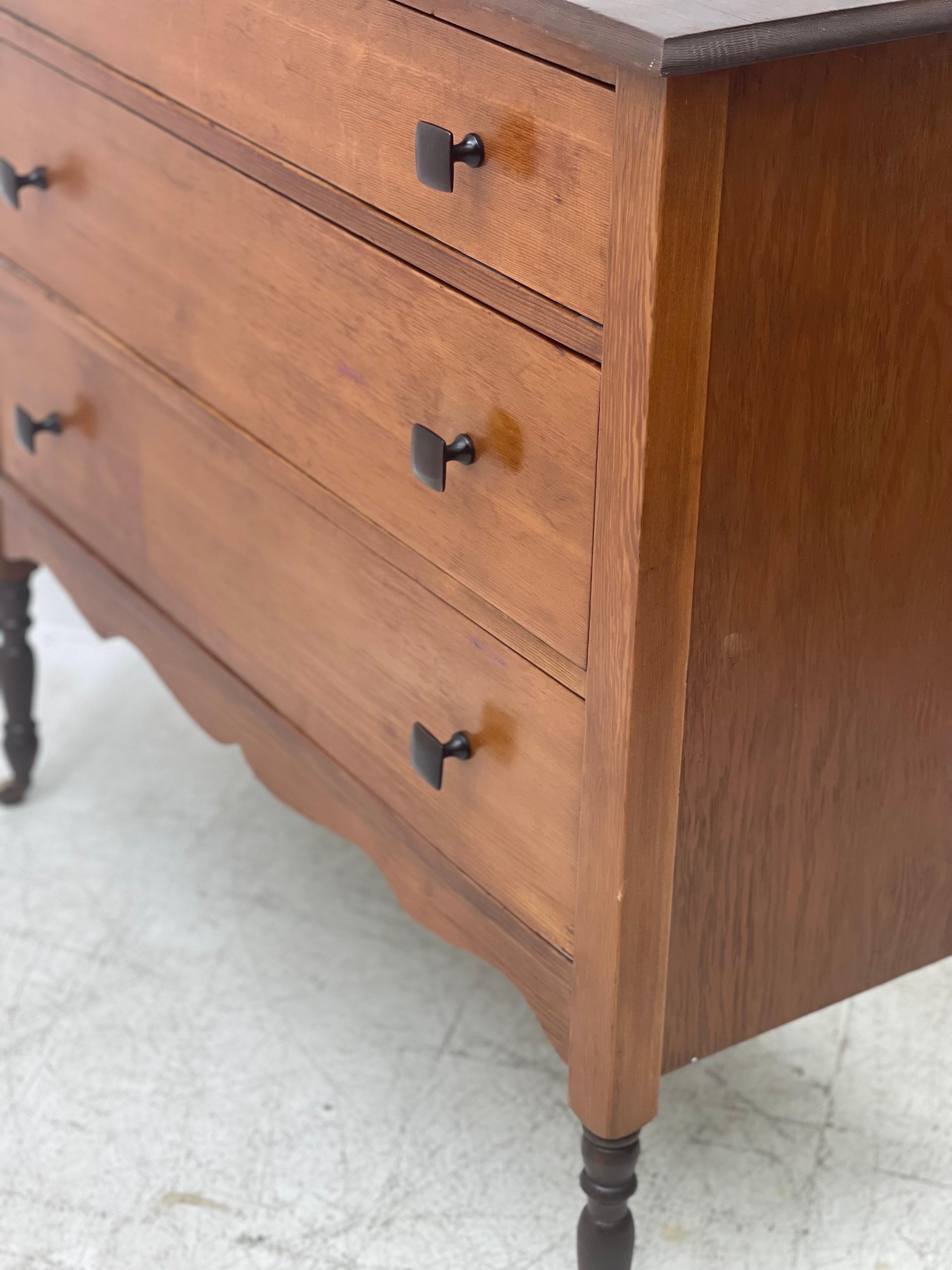 Wood Vintage Mid-Century Modern Dresser Cabinet Storage Drawers on Casters