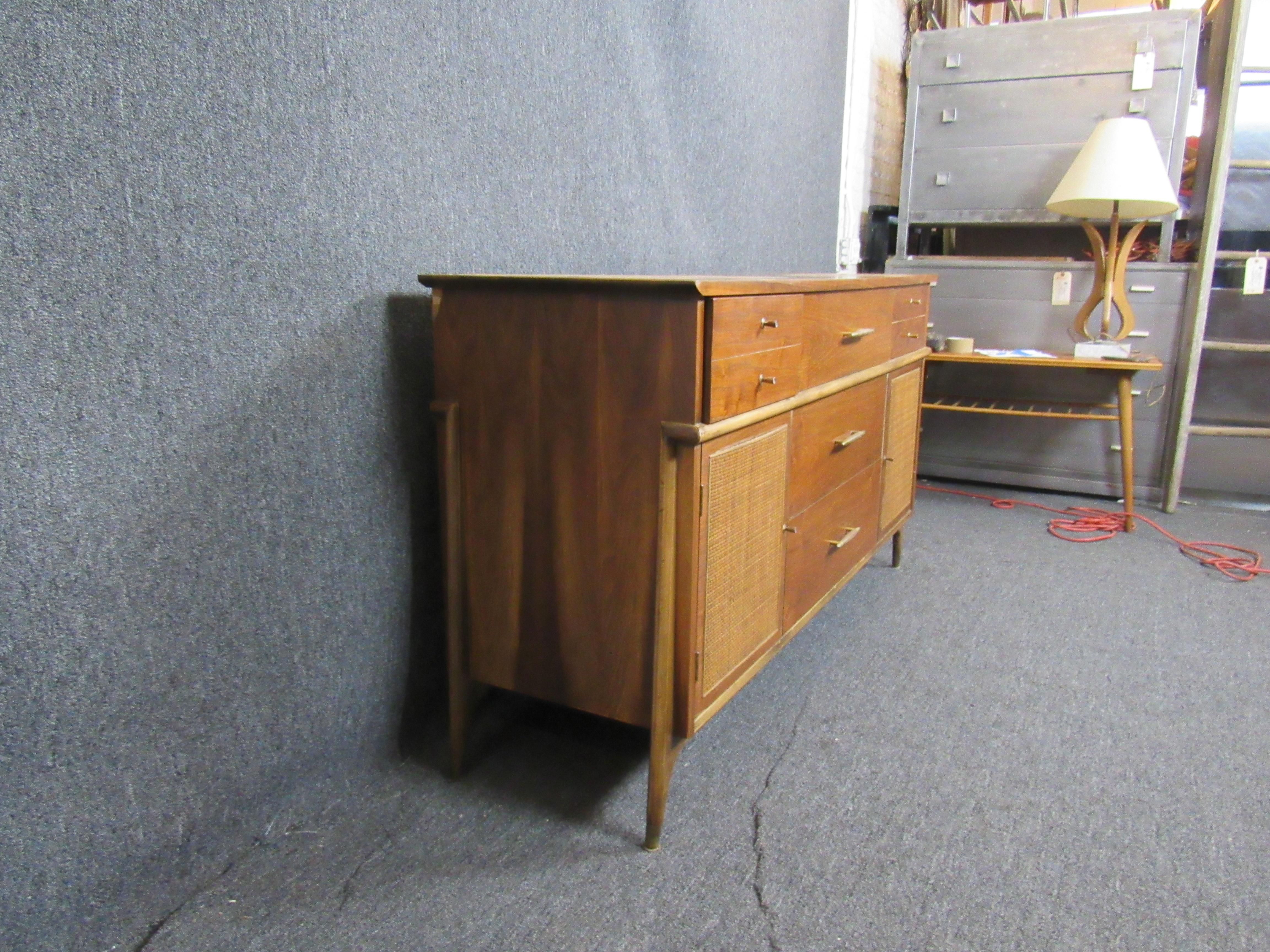 Mid-Century Walnut & Cane Sideboard by Modernage Furniture In Good Condition For Sale In Brooklyn, NY