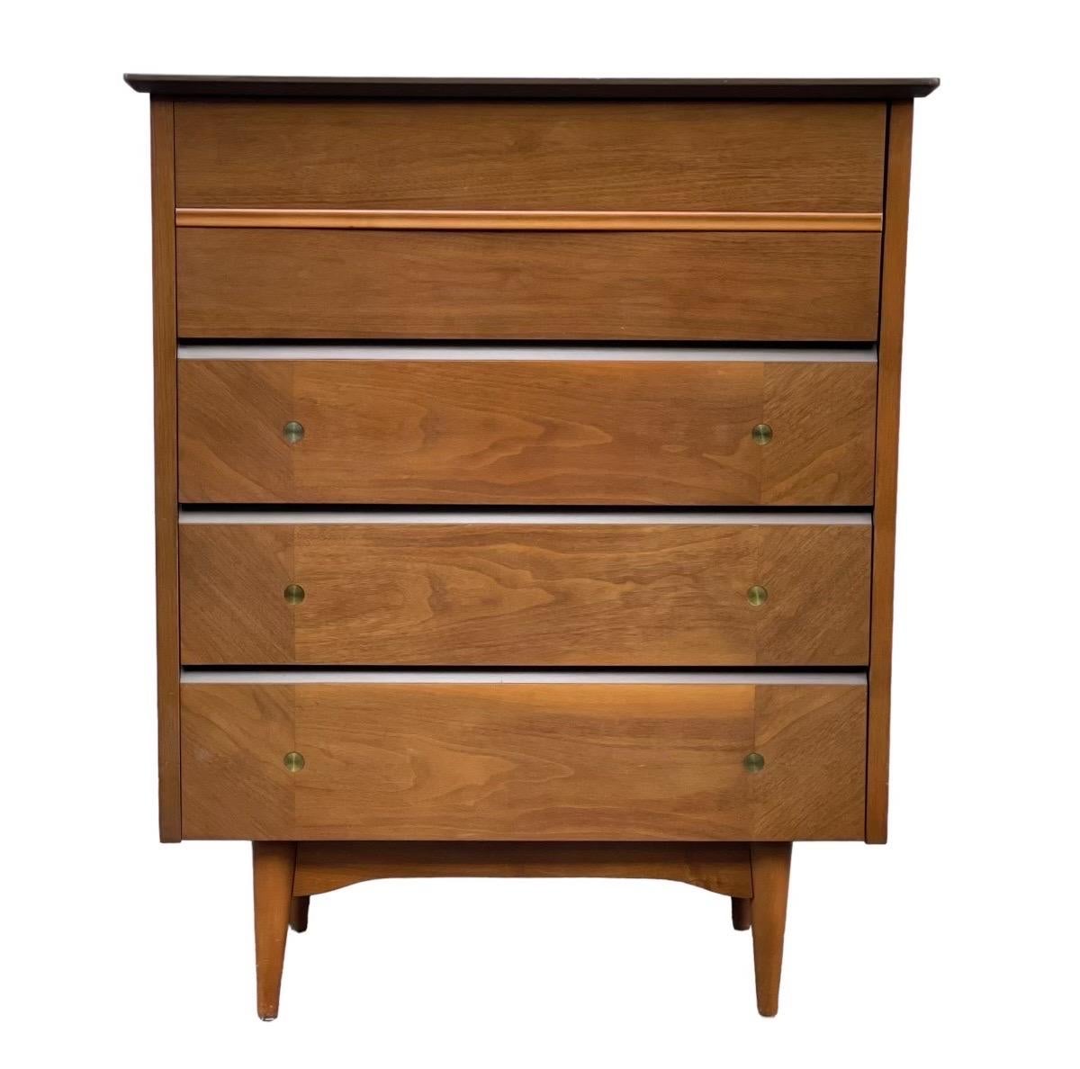 Wood Vintage Mid-Century Modern Dresser Set. Dovetail Drawers