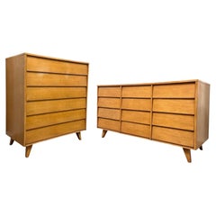Vintage Mid Century Modern Dresser Set Dovetailed Drawers by Kent Coffey