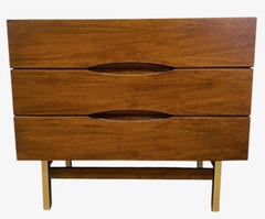 Vintage Mid Century Modern Dresser with Brass Finished Capped Wooden Legs