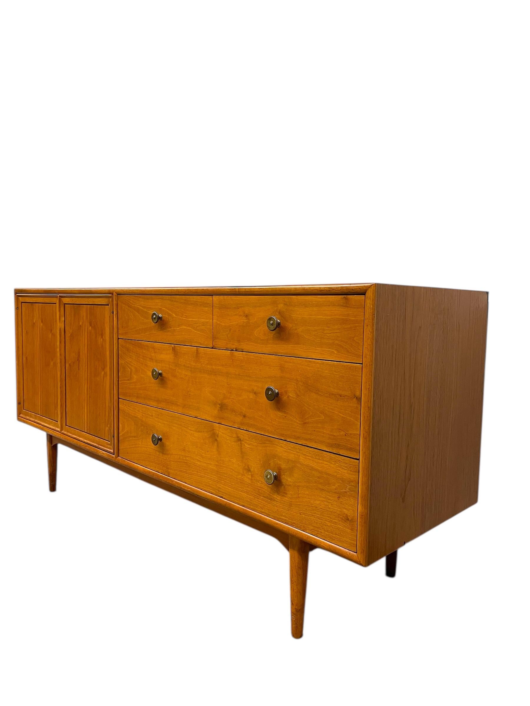 Vintage Mid Century Modern Drexel Declaration Solid Walnut Dresser or Credenza In Good Condition For Sale In Seattle, WA
