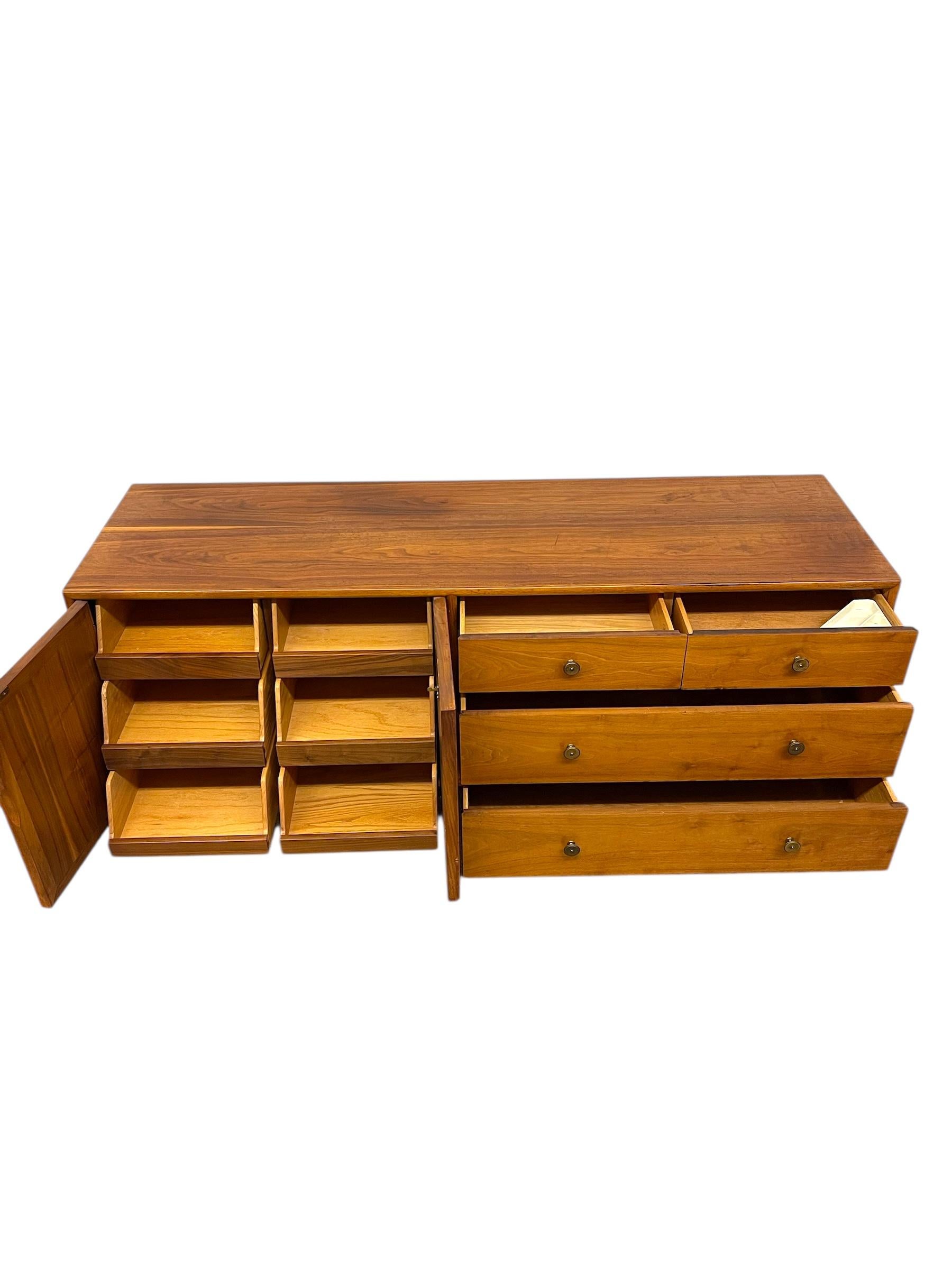 Vintage Mid Century Modern Drexel Declaration Solid Walnut Dresser or Credenza For Sale 2
