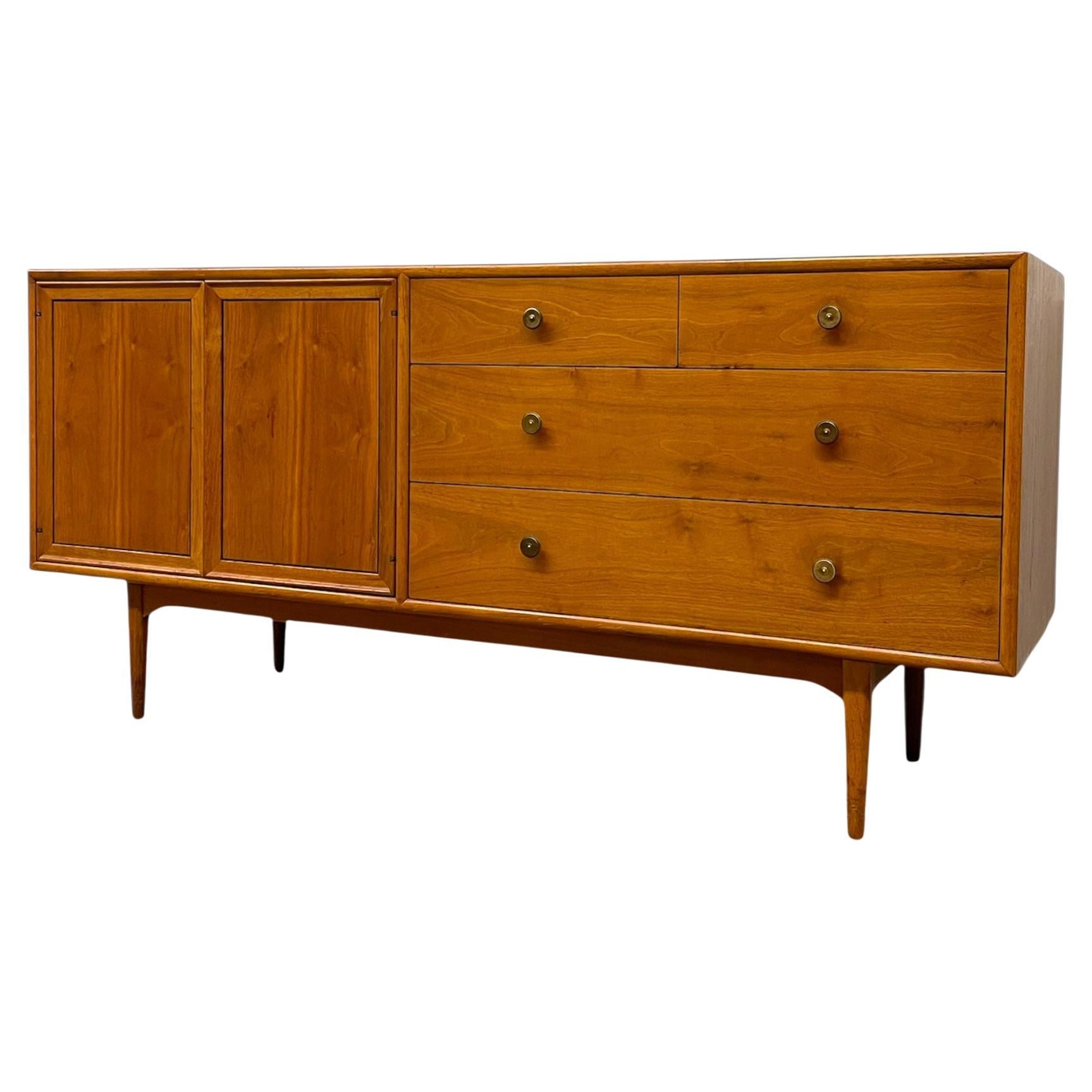 Vintage Mid Century Modern Drexel Declaration Solid Walnut Dresser or Credenza For Sale