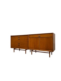 Vintage Mid Century Modern Drexel Parallel Dresser and Record Cabinet Set
