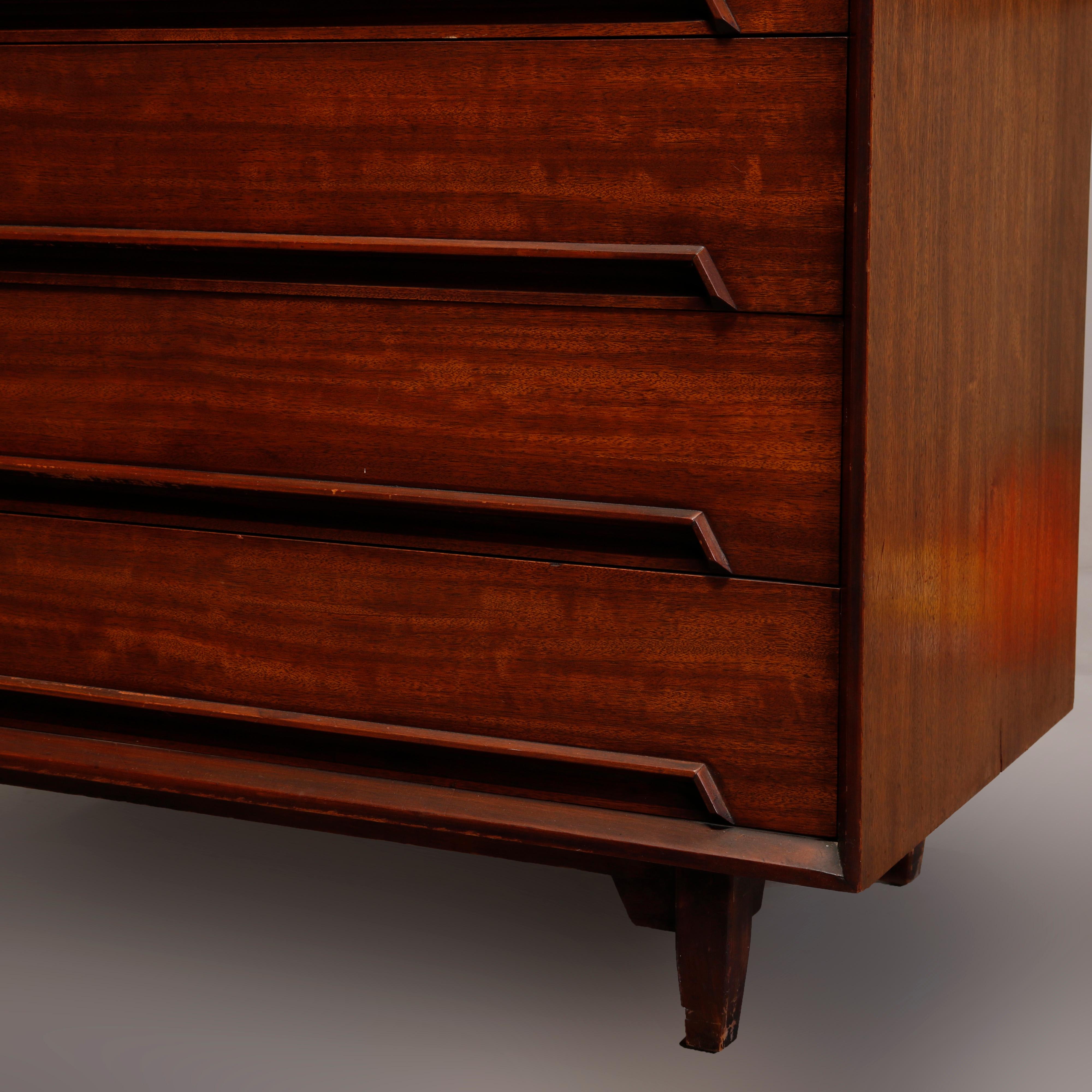 Mid-Century Modern Drexel Walnut Five-Drawer Dresser, Perspective, 20th Century 7