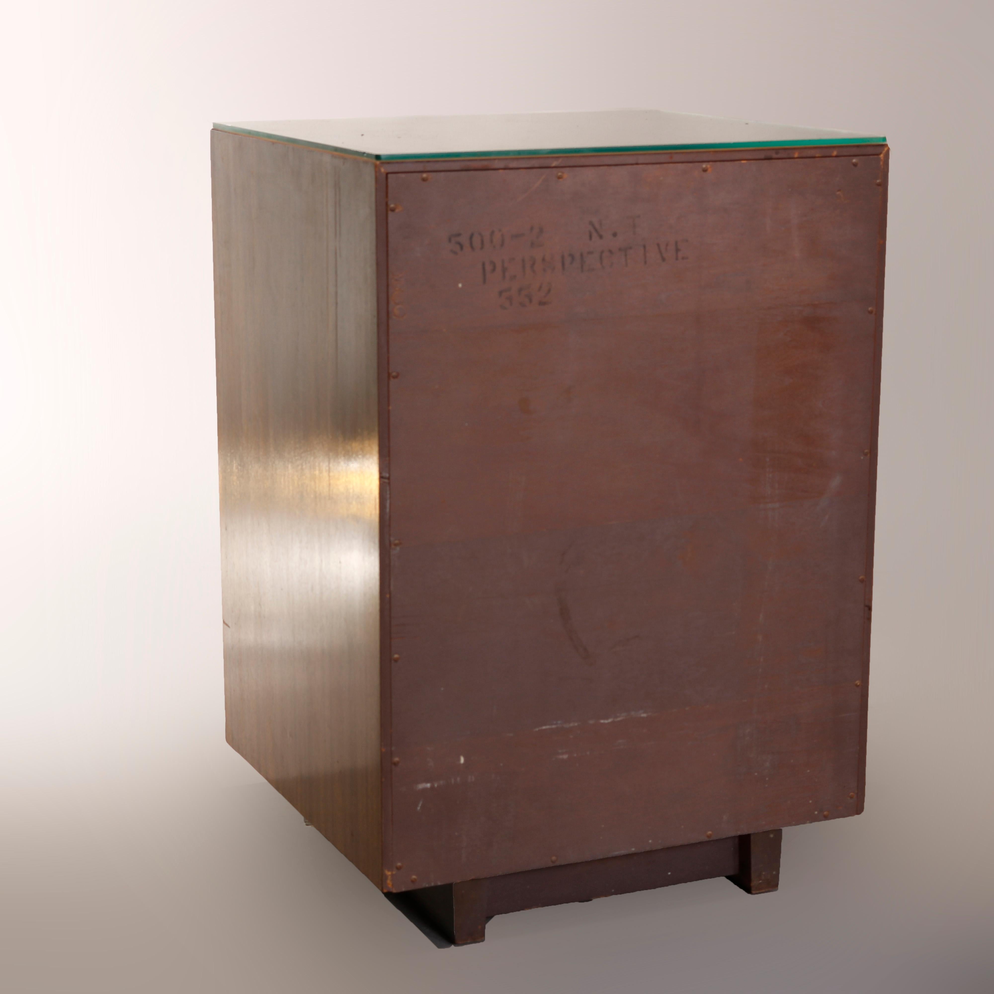 American Mid-Century Modern Drexel Walnut Three-Drawer Side Stand, Perspective