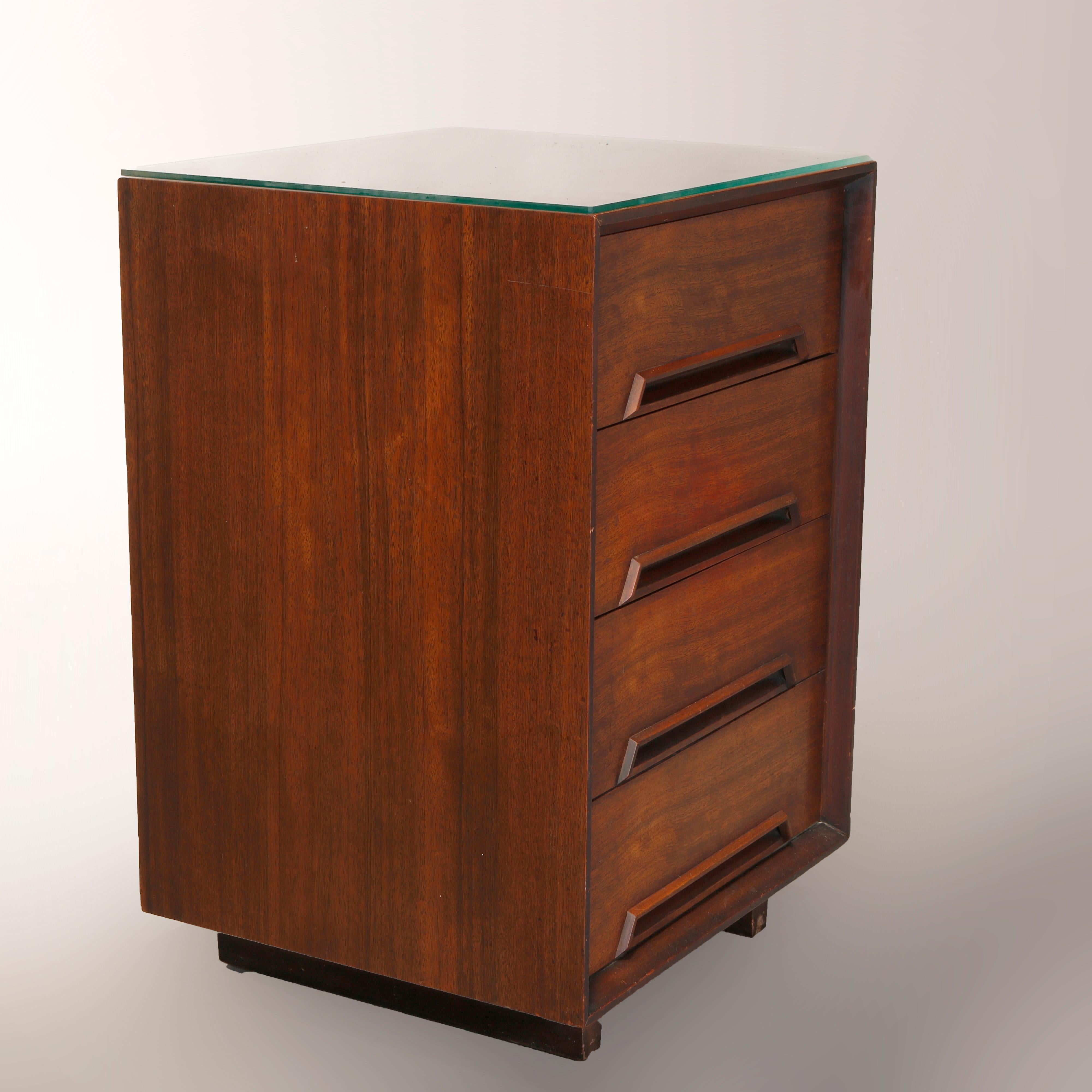 Mid-Century Modern Drexel Walnut Three-Drawer Side Stand, Perspective In Good Condition In Big Flats, NY