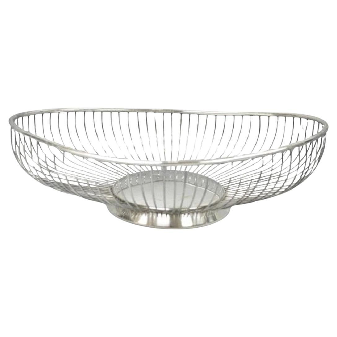 Vintage Mid Century Modern Eales Italy Silver Plated Wire Fruit Bread Basket