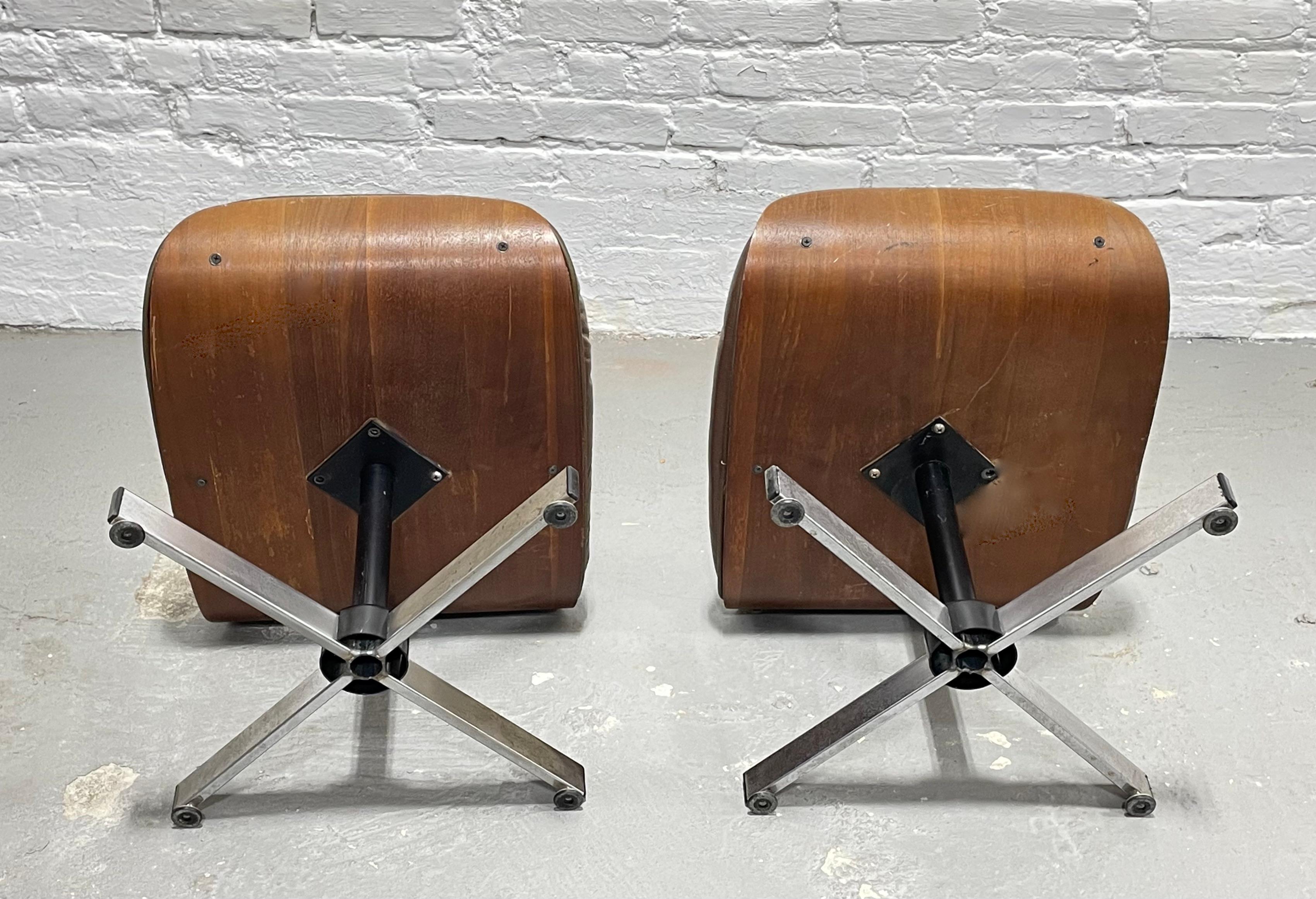 Vintage Mid Century MODERN Brown OTTOMANS / Footstools, a Pair For Sale 5