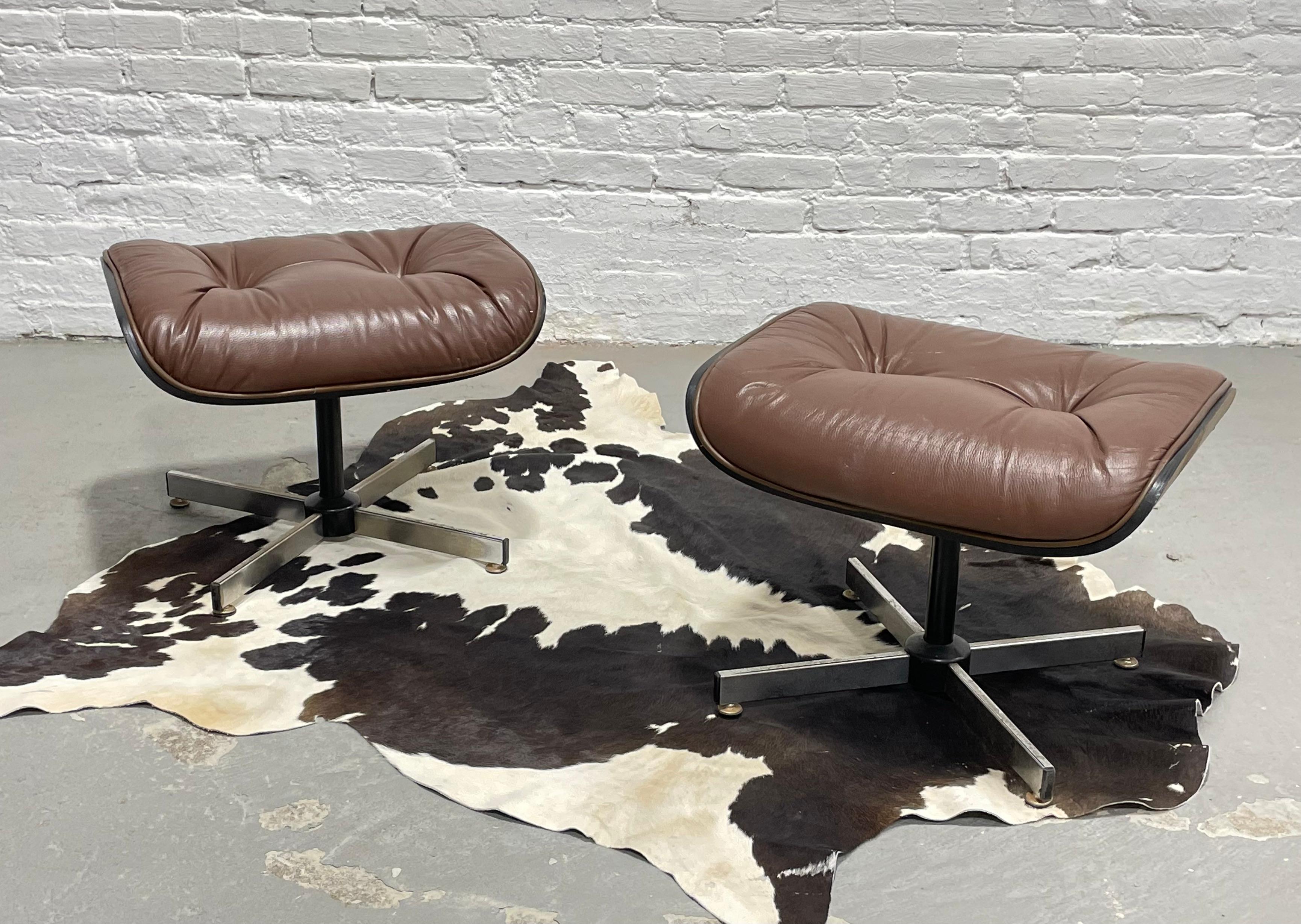 Vintage Mid Century MODERN Brown OTTOMANS / Footstools, a Pair For Sale 6
