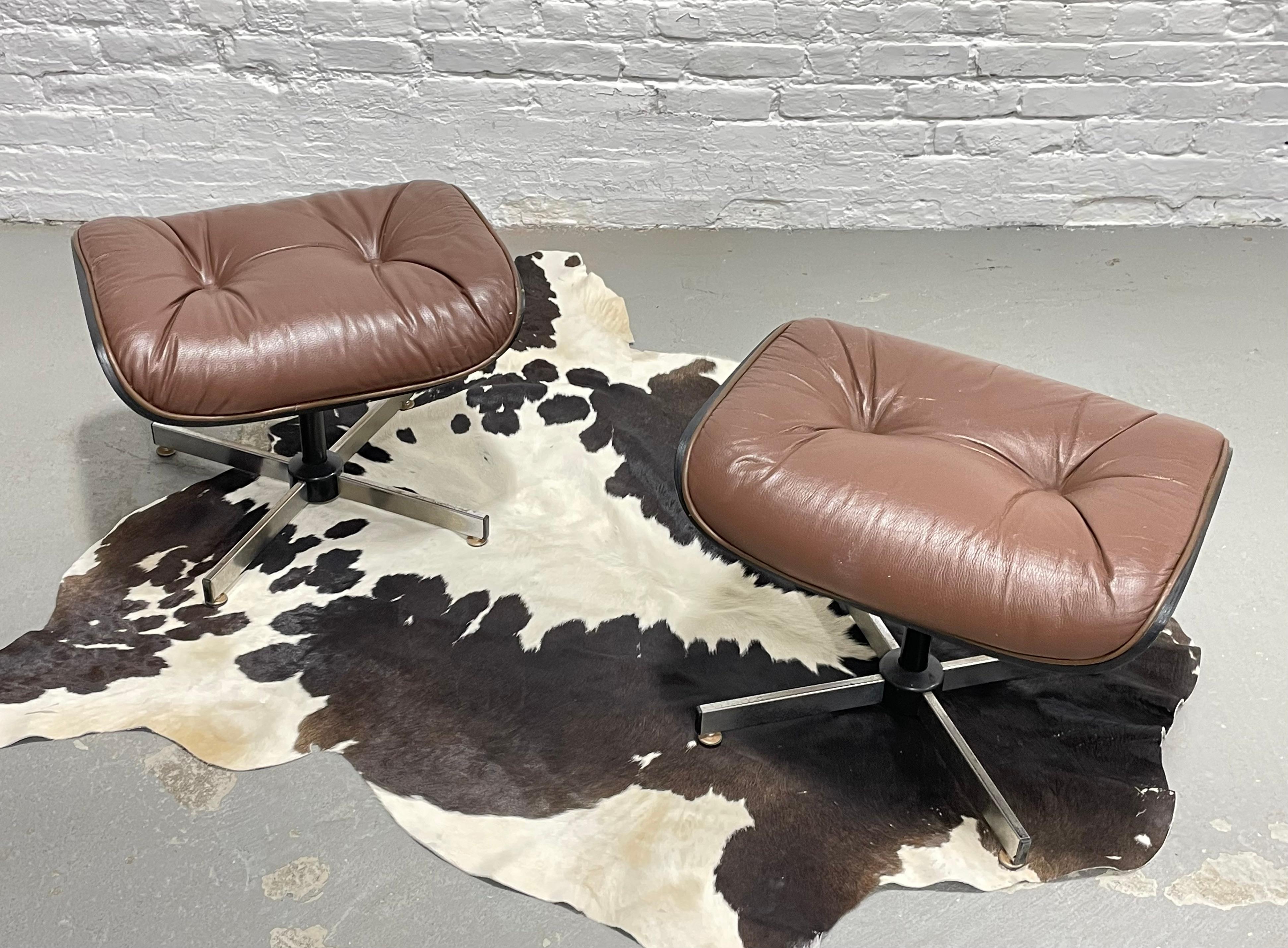 Vintage Mid Century MODERN Brown OTTOMANS / Footstools, a Pair For Sale 7