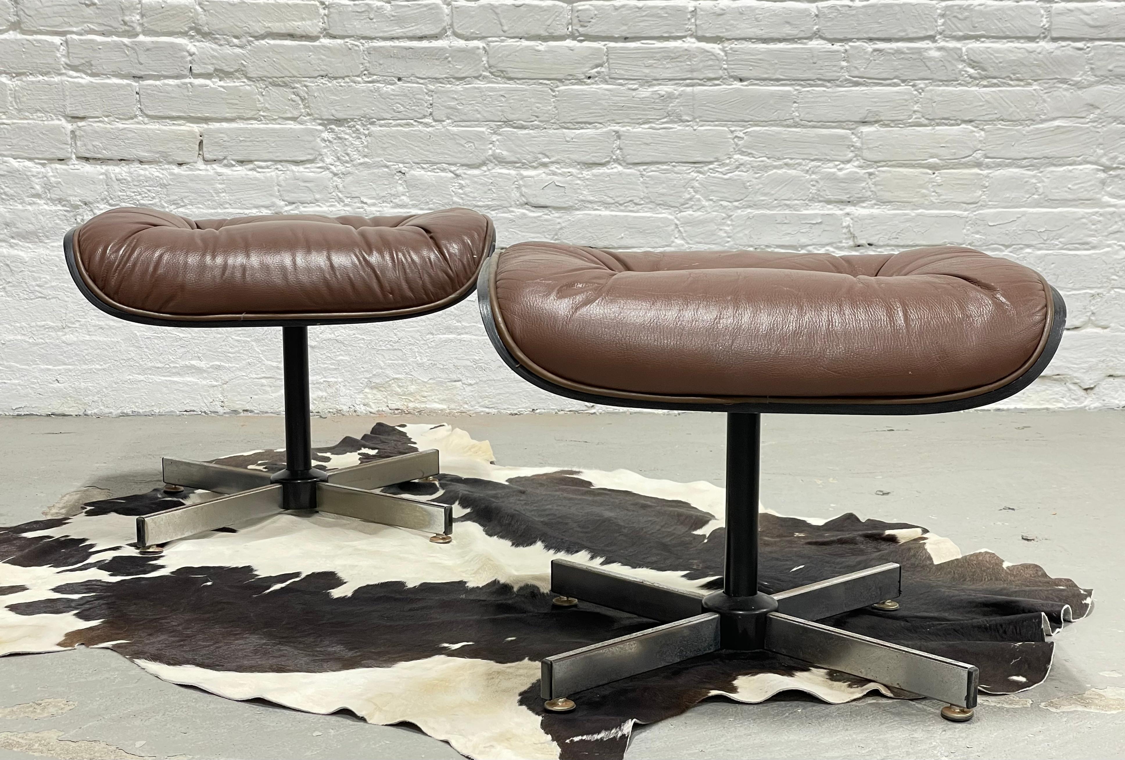 Vintage Mid Century MODERN Brown OTTOMANS / Footstools, a Pair For Sale 9