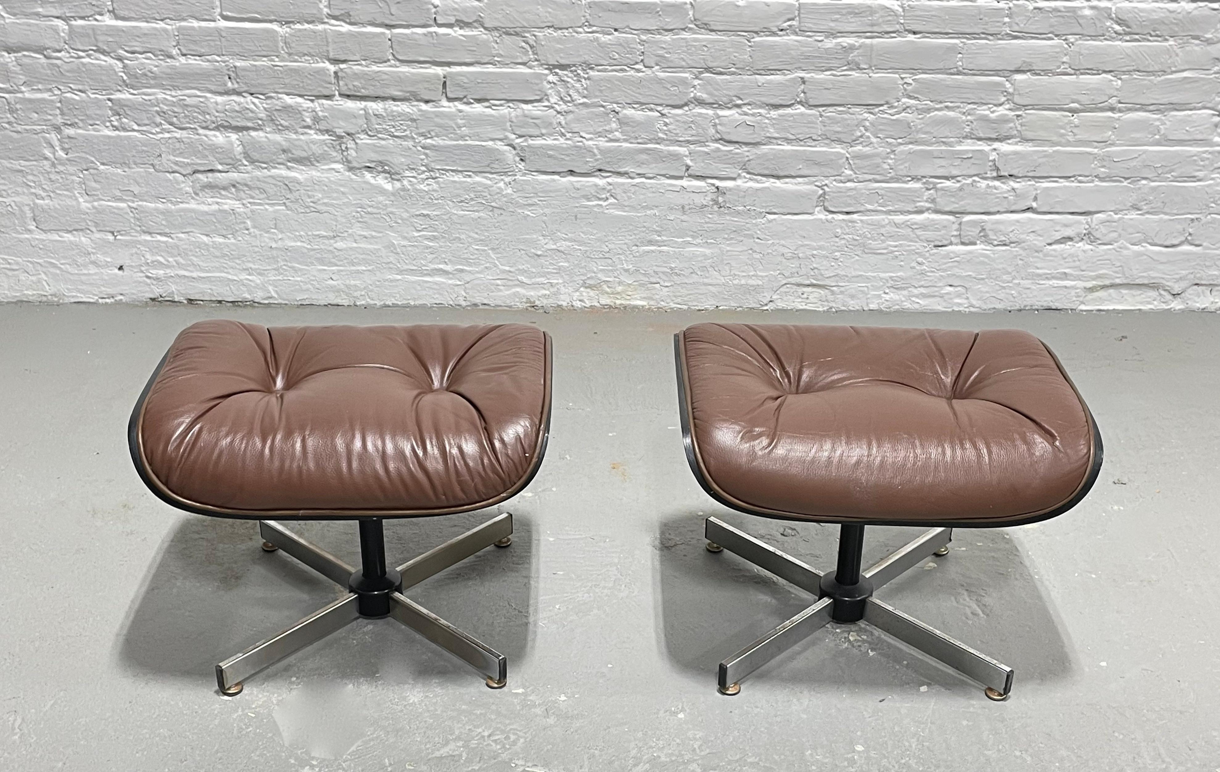 Vintage Mid Century MODERN Brown OTTOMANS / Footstools, a Pair For Sale 2