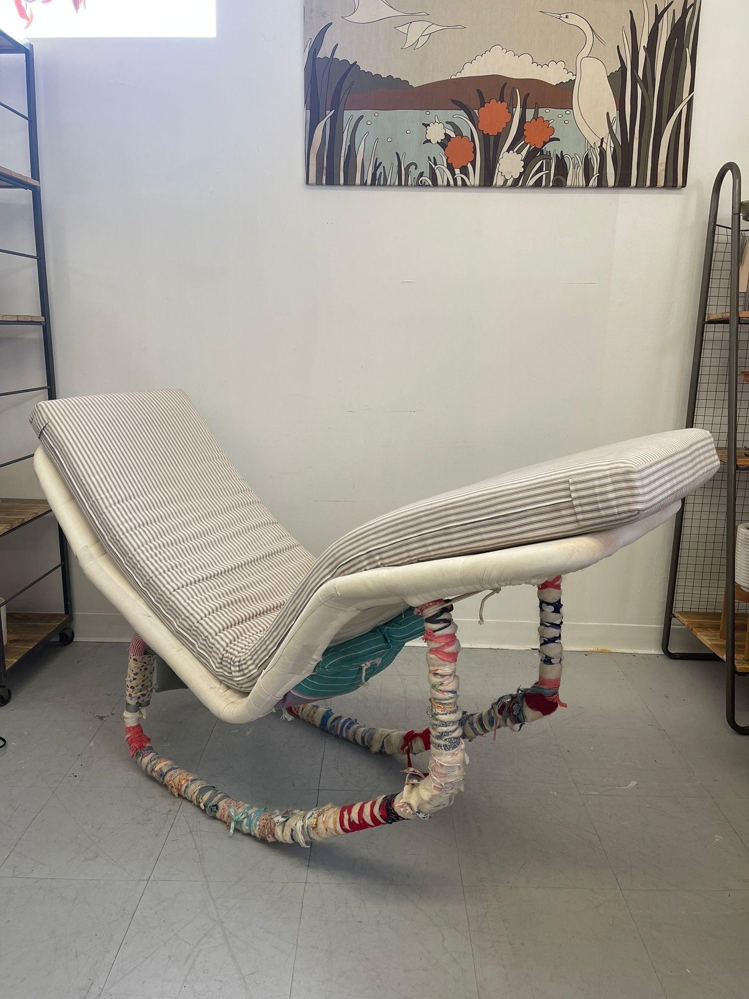 Vintage Mid Century Modern Edgar Bartolucci Embellished Italian Rocking Chair In Good Condition For Sale In Seattle, WA
